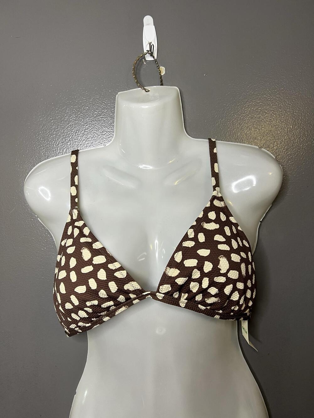 Aerie Bikini Swim Top Womens Large Brown Triangle Padded Adjustable Straps
